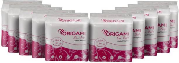 Origami So Soft Cocktail Tissue Paper Napkins- 100 Serviettes- Packs of 10 White Napkins