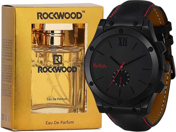 Relish Analog Watch with Perfume Mens Combo Pack, Gift Set for Diwali, Birthday, Anniversary and Special Occasion Paper Gift Box