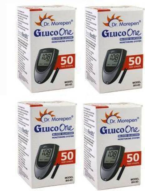 Dr. Morepen Blood glucose test strips 200 pack of 200 strips 200 Glucometer Strips
