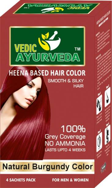 VEDICAYURVEDA Natural Burgundy Hair Color with No Ammonia For Men and Women , Burgundy