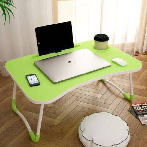 prisha creation Multipurpose Foldable Table with Cup Holder, Study , Bed ,Table, Portable Wood Portable Laptop Table