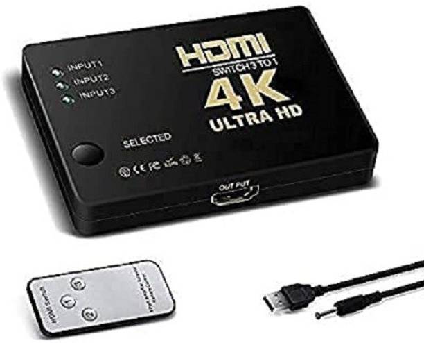 SINGING NOISE 3 Port HDMI Switch Splitter with Remote Control, UHD 2K 4K Support and HD Audio Media Streaming Device