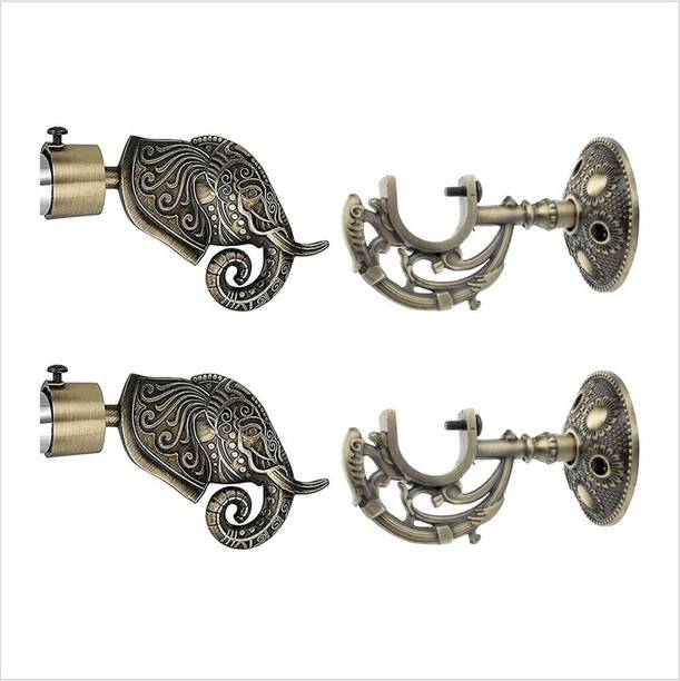 GLOXY Gold Rod Rail Bracket, Curtain Knobs, Curtain Hooks, Curtain Rods Metal