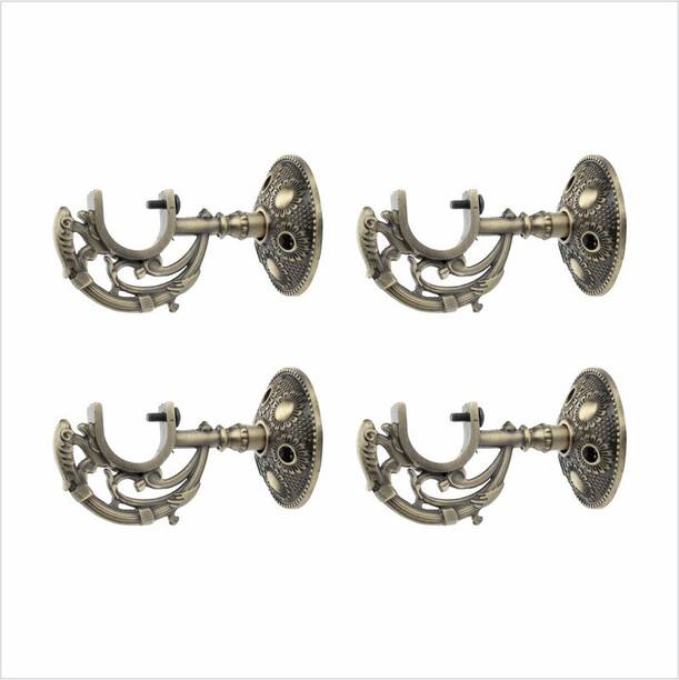 GLOXY Gold Rod Rail Bracket, Curtain Knobs, Curtain Hooks, Curtain Rods Metal