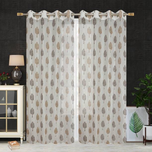 Homefab India 152.4 cm (5 ft) Polyester Transparent Window Curtain (Pack Of 2)