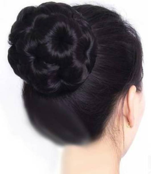 D-DIVINE Natural Black Decorated Bun For Wedding Functions Hair Extension