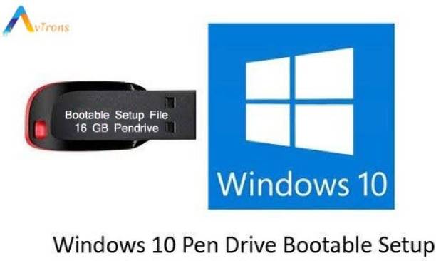 avtrons Windows 10 32 & 64Bit With Bootable Setup File USB Flash Drive 16 GB All Edition Re-install repair recovery restore fix your windows 32 & 64Bit