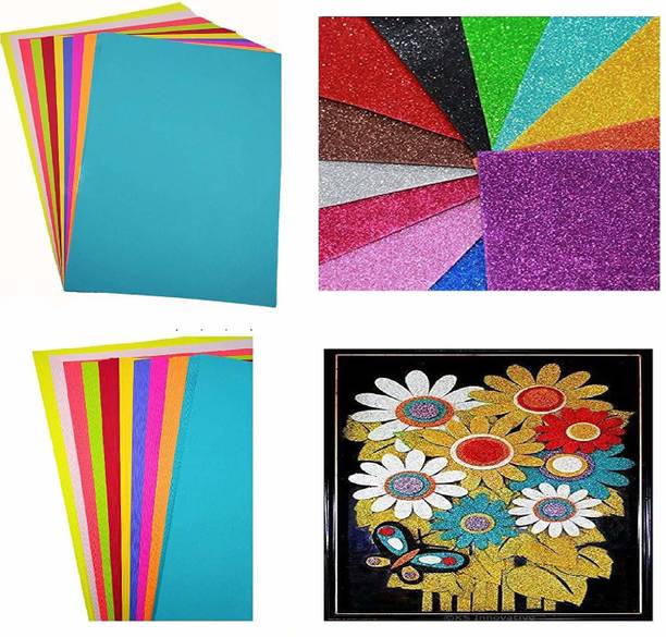 KHUSHA CREATIONS Foam Sheets Unruled A4 120 gsm, 80 gsm Craft paper