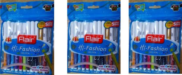 FLAIR Flair Hi - Fashion Gel Pen ( Pack of 3 , Multicolour) Gel Pen