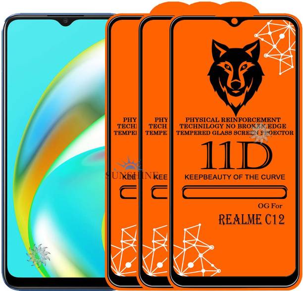 SUNSHINE Tempered Glass Guard for REALME-C12 Edge to Edge Tempered Glass