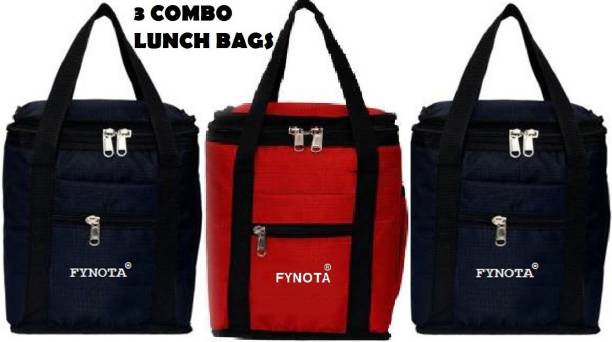 Fynota Fashion Waterproof Combo Offer Lunch Bags Medium size (Black,Red,Black)4L Waterproof Lunch Bag