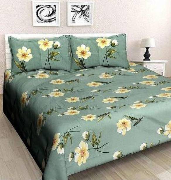 Decorum 204 TC Microfiber Double Floral Flat Bedsheet