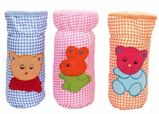 ADRIEL BRINGING JOY Baby Milk Feeding Bottle Cover With Checkered Print-240 ml-Pack Of 3
