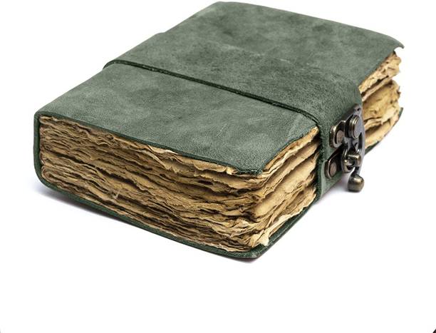 The Vintage Journal Premium Leather Journal With 100% Recycled deckle Edge Handmade Paper A5 Diary Un-ruled 200 Pages