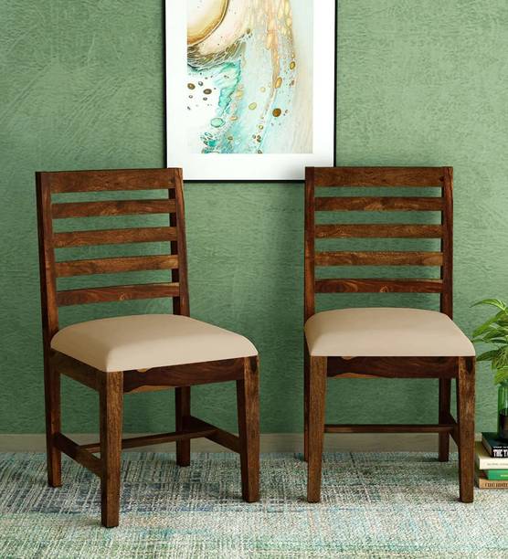 Wood Print Dining Chair Set of 2 | Study Chair with Cushion for Dining Chair & Office Chair Solid Wood Dining Chair