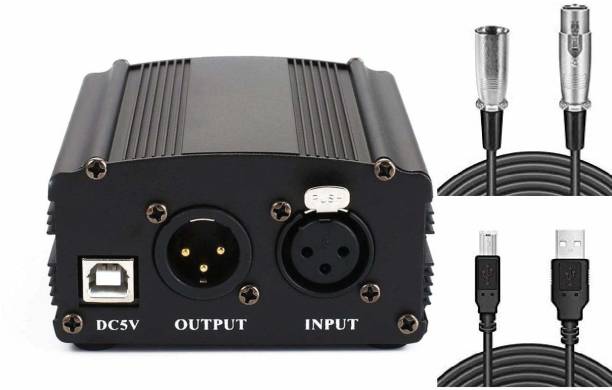 IMAGINEA 1Channel 48V Phantom power supply with 5 feet USB Cable, XLR 3 for Any condenser microphone Music Recording Equipment Phantom Power, XLR Cable, male and female