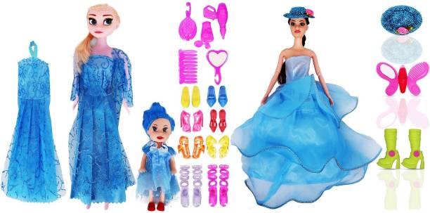 Aseenaa Fashion Doll And Cap Doll Combo Toy Set With Movable Joints & Ornament For Girls