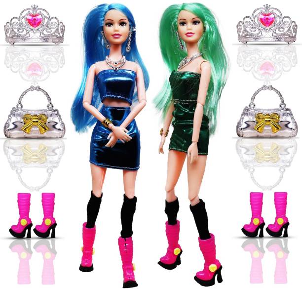 Aseenaa Charm Doll Combo Toy Set With Movable Joint & Ornament For Girls | Set Of 2.