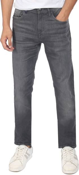 Men Slim Mid Rise Grey Jeans