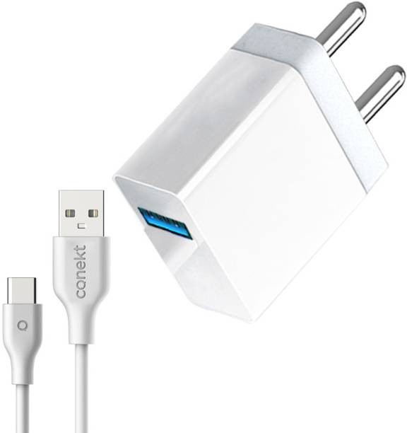 conekt Dash QC 3.O Type-C 18W White 18 W 3.1 A Mobile Charger with Detachable Cable