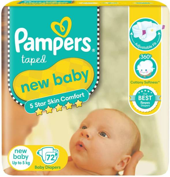 Pampers Active Baby Diapers, New Born, Extra Small, (NB, XS) size, 72 Count - New Born