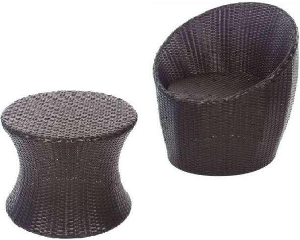 P S LATEST Black_Single Patio Chair Set Cane Outdoor Chair