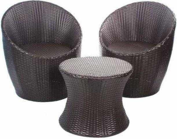 P S LATEST Black_2+1 Patio Chair Set Cane Outdoor Chair