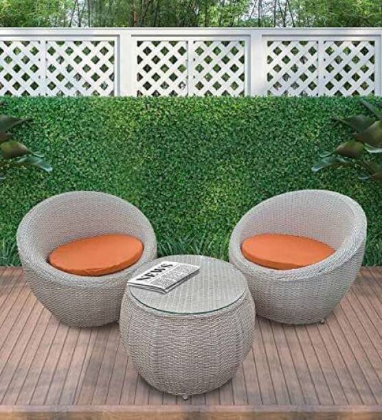 SPYDER HOME DECORE Apple Chair set 2+1 White Cane Outdoor Chair