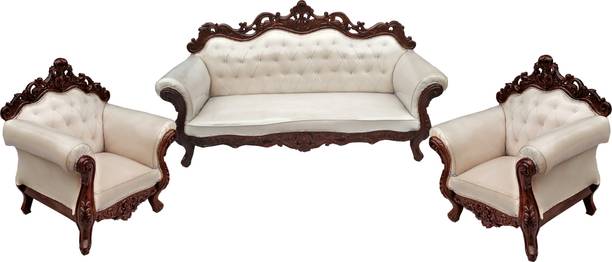 Wood Master Sre Solid Wood 3+1+1 Seater Sofa Set (Finish-Mahogany Finish, Pre-Assemble) Fabric 3 + 1 + 1 Sofa Set