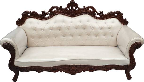 Wood Master Sre Solid Wood 3 Seater Sofa (Finish-Mahogany Finish, Pre-Assemble) Fabric 3 Seater  Sofa
