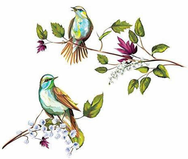 Asian Paints 64 cm Vinyl Wall-Ons, Singing Nightingales' Decal, DIY Removable Peel,Wall Sticker Self Adhesive Sticker