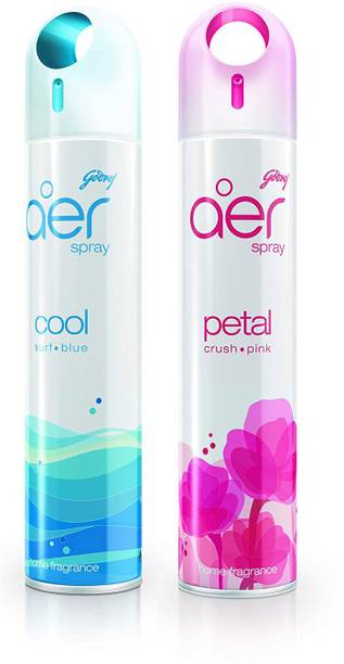 Godrej Aer Freshener Cool Surf Blue & Petal Crush Pink - Home&Office|Pack of 2(240 ml each) Spray Cool Surf Blue & Petal Crush Pink