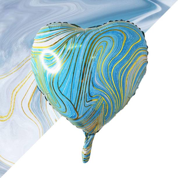 APSAMBR Printed 18" Marble Heart Foil Balloons Heart BalloonsBlUE,5 Pieces Balloon