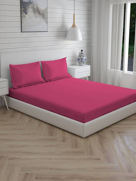 Layers 144 TC Cotton Double Solid Fitted (Elastic) Bedsheet