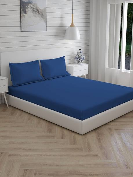 Layers 144 TC Cotton Double Solid Fitted (Elastic) Bedsheet