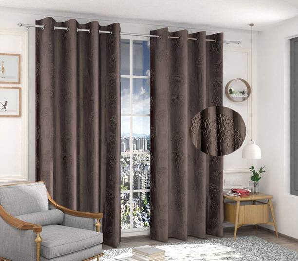 ROMAN 243.84 cm (8 ft) Door Polyester Room Darkening Curtain (Pack Of 2)