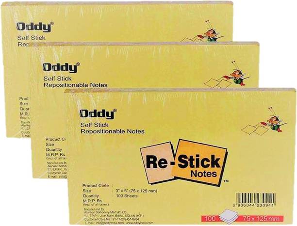 Oddy CREAM Colour Sticky Notes (Pack of 3, 300 Sticky Notes) 100 Sheets Sticky Notes 3"X5" (Pack of 3), 1 Colors