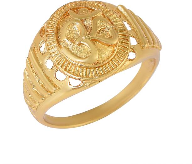 Gold Plated Brass, Lord Shiva Symbol Om, Ring for Men and women Brass Gold Plated Ring