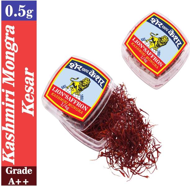 LION Saffron 0.5g Pure Kashmiri Mongra Kesar Grade A++ for Pregnancy, Cooking & Skin