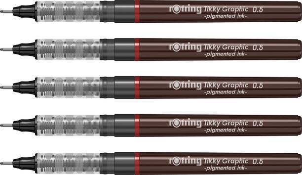 rotring 0.5mm Line Thickness Tikky Graphic Fineliner with Black Pigmented Lightfast And Water Resistant Ink, Non-Refillable Fineliner Pen