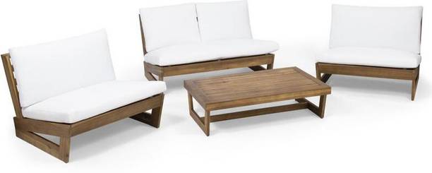 MAHIMART AND HANDICRAFTS Beautiful Sofa Set In Solid Sheesham Wood For Living Room With Coffee Table Fabric 2 + 1 + 1 Sofa Set
