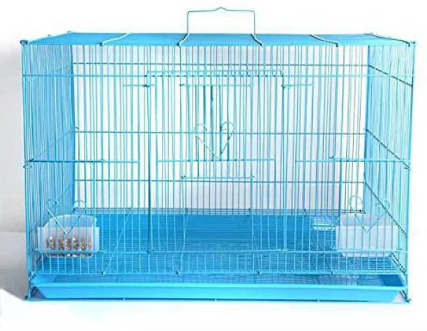 Petzlifeworld 18 Inch (1.5 Feet ) 45Cm Blue Birds/Rabbit Small Cage with Feeder Cups & Perches Bird House