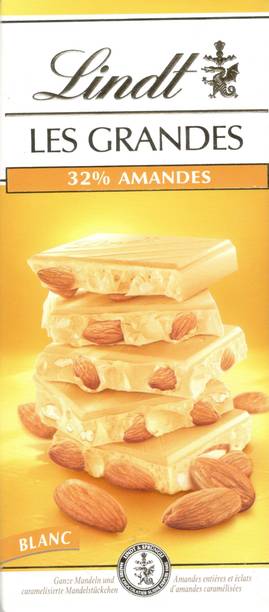 LINDT LES GRANDES WHITE ALMOND IMPORTED CHOCOLATE Bar