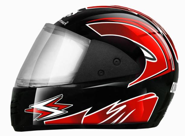 urban carrier Strength Full Face with Clear Visor Riding Gear Motorsports Helmet (RED Black) Motorbike Helmet