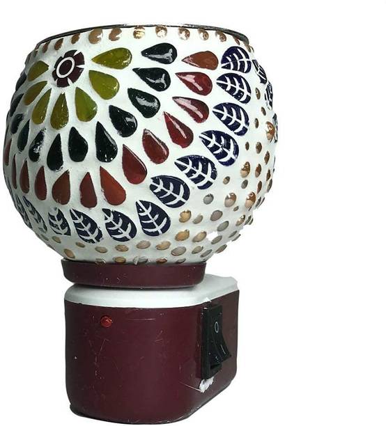 PeepalComm Multipurpose Aroma Oil Diffuser Lamp with On Off Switch Between Burner & Lamp 1 Aroma Oil, Diffuser Ceramic Kapoordani Night Lamp Electric Burner (Pattern Design Color May assorted Shipped As Per Avilablity )With 1 High Scented Lemon Grass Aroma Oil