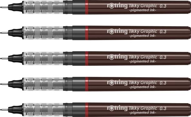 rotring 0.3mm Line Thickness Tikky Graphic Fineliner with Black Pigmented Lightfast & Water Resistant Ink, Non-Refillable Fineliner Pen