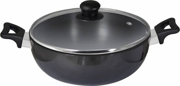Baltra Hard Anodised Kadhai Induction Friendly Kadhai 24 cm diameter with Lid 3 L capacity
