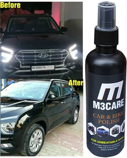 M3CARE Liquid Car Polish for Leather, Metal Parts, Windscreen, Headlight, Chrome Accent, Bumper, Exterior, Dashboard