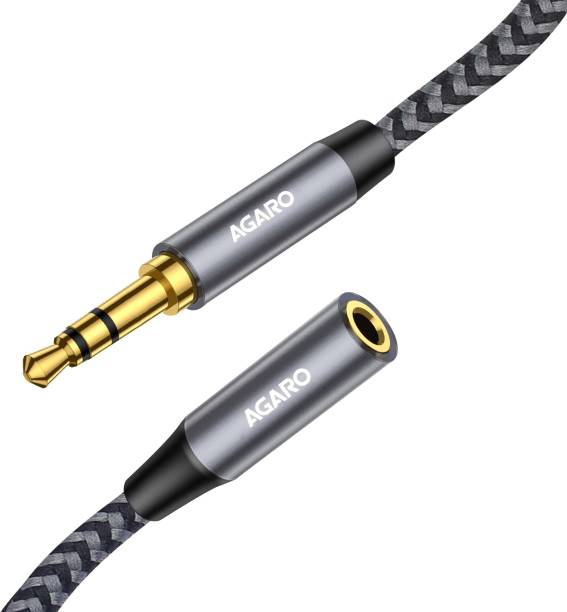 AGARO 3.5mm Aux Male to Female Extension Cable, Audio Cable with Microphone Jack 3.6 m AUX Cable