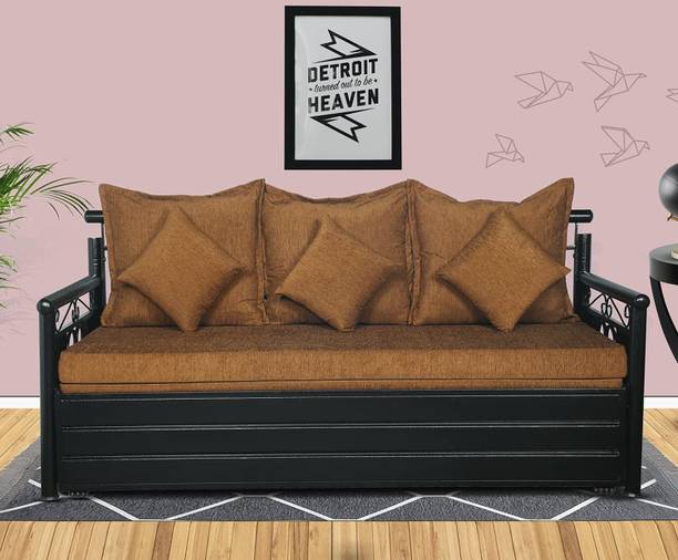 Lakecity group Crossandra (6x5) 3 Seater Double Metal Pull Out Sofa Cum Bed